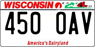 WI license plate 450OAV