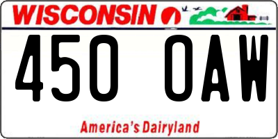 WI license plate 450OAW