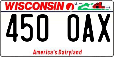 WI license plate 450OAX