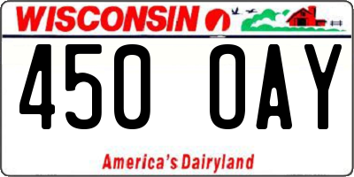 WI license plate 450OAY