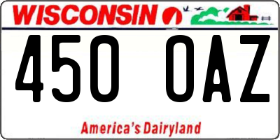 WI license plate 450OAZ