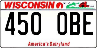 WI license plate 450OBE