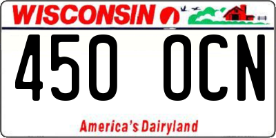 WI license plate 450OCN