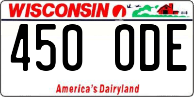 WI license plate 450ODE