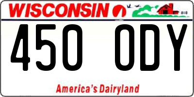 WI license plate 450ODY