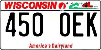 WI license plate 450OEK