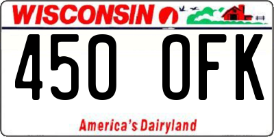 WI license plate 450OFK