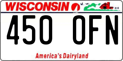 WI license plate 450OFN