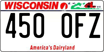 WI license plate 450OFZ