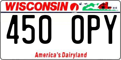 WI license plate 450OPY