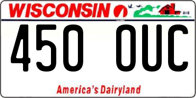 WI license plate 450OUC