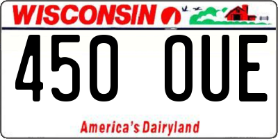 WI license plate 450OUE