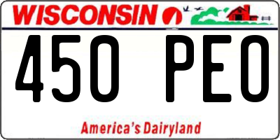 WI license plate 450PEO