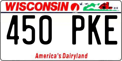 WI license plate 450PKE