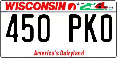 WI license plate 450PKO
