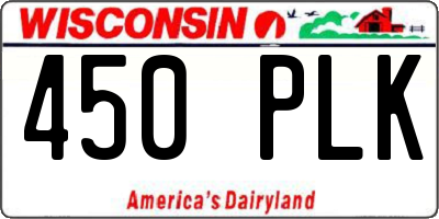 WI license plate 450PLK