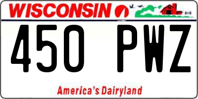 WI license plate 450PWZ