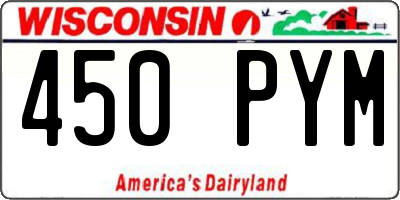 WI license plate 450PYM