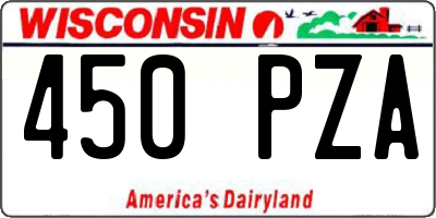 WI license plate 450PZA