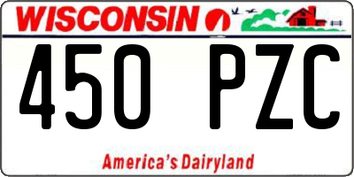 WI license plate 450PZC