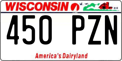 WI license plate 450PZN