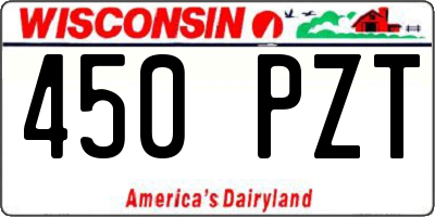 WI license plate 450PZT