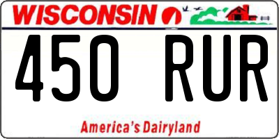WI license plate 450RUR