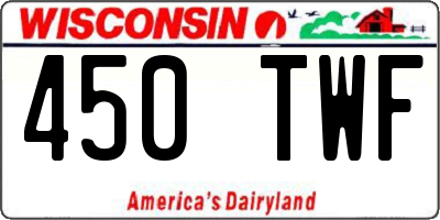 WI license plate 450TWF