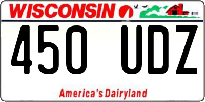 WI license plate 450UDZ