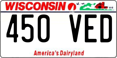 WI license plate 450VED