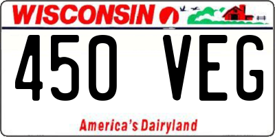 WI license plate 450VEG
