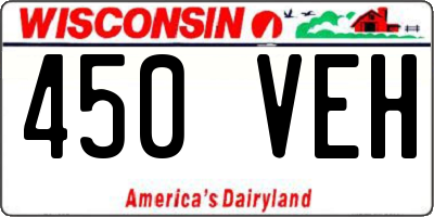 WI license plate 450VEH