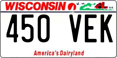 WI license plate 450VEK