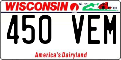 WI license plate 450VEM