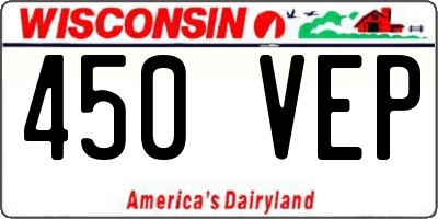 WI license plate 450VEP