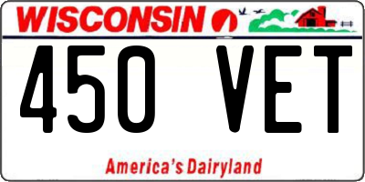 WI license plate 450VET