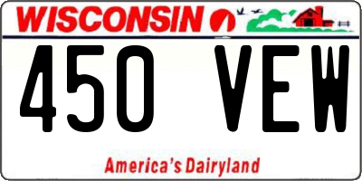 WI license plate 450VEW