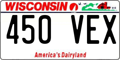 WI license plate 450VEX
