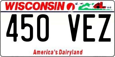WI license plate 450VEZ