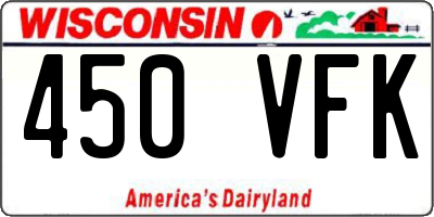 WI license plate 450VFK