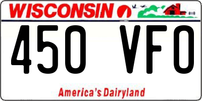 WI license plate 450VFO