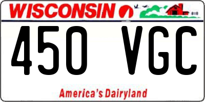 WI license plate 450VGC