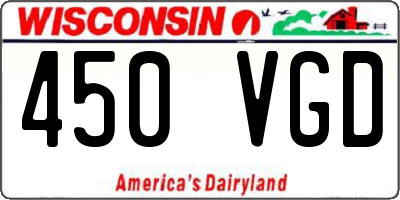WI license plate 450VGD