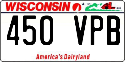 WI license plate 450VPB