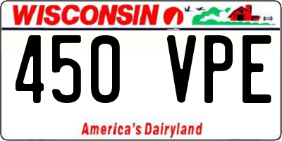 WI license plate 450VPE