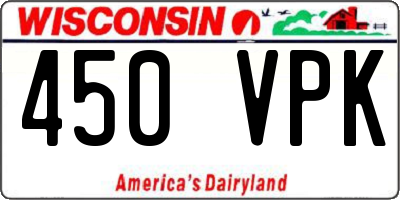 WI license plate 450VPK