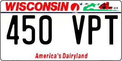 WI license plate 450VPT