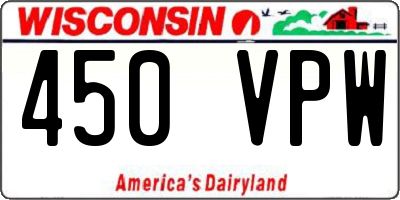 WI license plate 450VPW