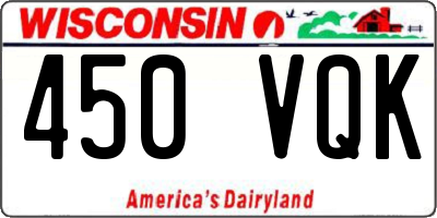 WI license plate 450VQK