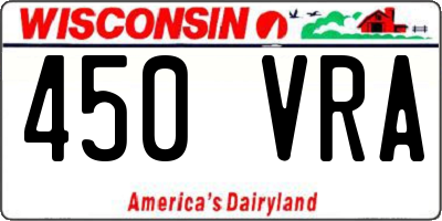 WI license plate 450VRA